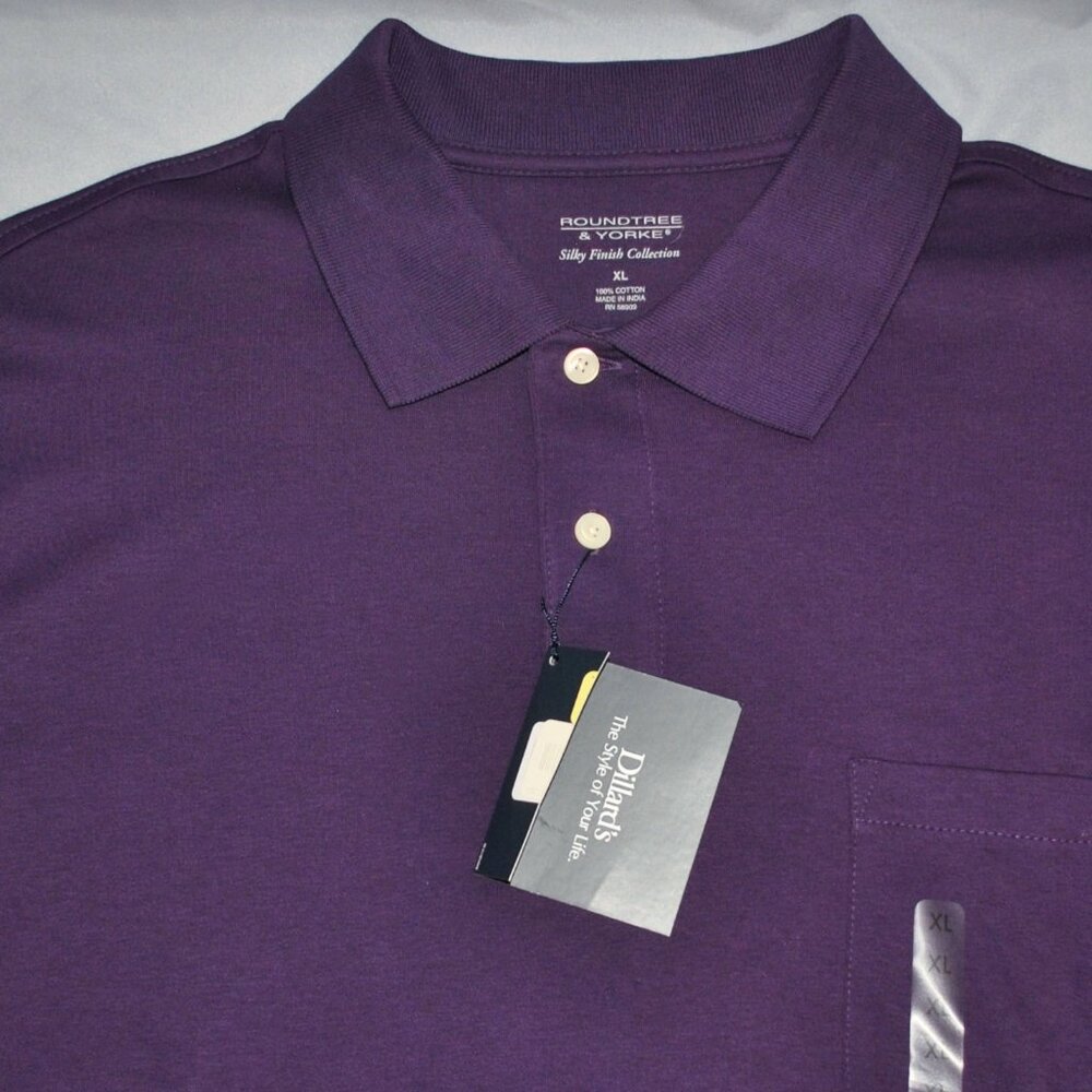 NWT Roundtree & Yorke Men's Shirt Size XL Purple Long Sleeve Polo - Picture 4 of 8